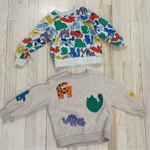 🐶🐱Girls Mini Boden Multicolor Animal Print Sweatshirt Set with Dogs and Cats